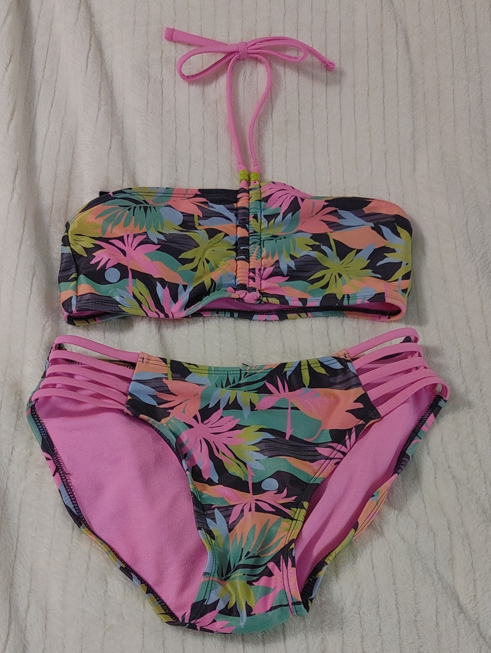 Art Class Two Piece Swim Set Pink With Summer Floral